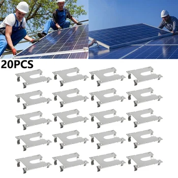 20X saulės baterijos Kreipiamasis bėgis Žemės plokštės įžeminimo spaustukas PV stogo montavimas Laidžios plokštės fotovoltinis laikiklis Saulės energijos dalys
