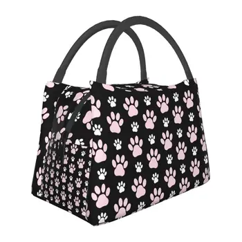 Custom Pretty Pattern Of Pink Paws Paw Lunch Bags Men Women Thermal Cooler Inisolated Lunch Boxes for Work Pinic or Travel
