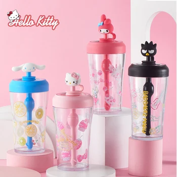 Hello Kitty Vaikų vandens puodelis su šiaudeliais Vasaros plastikinis nešiojamas sandarus didelės talpos 500ML lauko sulčių kavos merginos