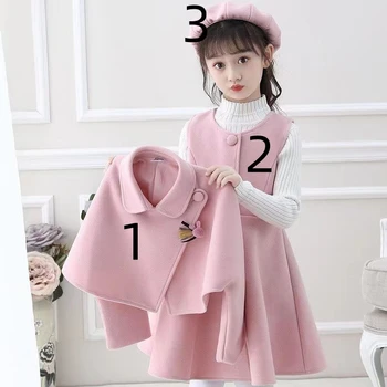 Mergaitė Rudens žieminių suknelių komplektas Etninis stilius Maža mergaitė trijų dalių vilnonių suknelių pasirodymas Korėjiečių vaikų drabužiai