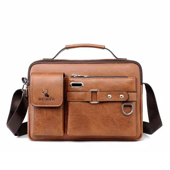 New Men Shoulder Bag PU Leather Business Casual Handbags Men Messenger Bags Fashion Male Crossbody Bag