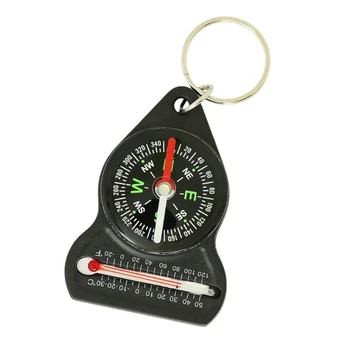 Nešiojamas kompaso termometras su raktų pakabuku Būkite pasiruošę ekskursijoms po lauką Kompaso įrankis stovyklavimui, žygiams pėsčiomis, 57QC