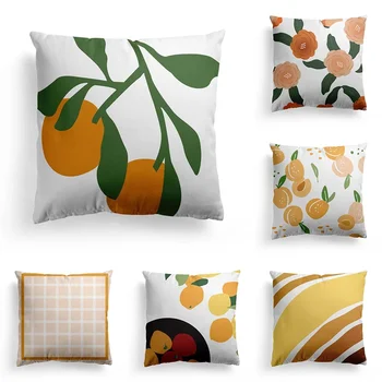 Oranžinės citrinos pagalvėlės užvalkalas Šviežių vaisių pagalvių dėklas Namų pagalvės dėklas Automobilio pagalvių užvalkalai Sofos dekoro pagalvės Sofos kvadratinės pagalvėlės